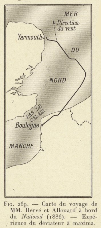 Kart over reisen til MM Herve og Allouard ombord på National (1886), Opplevelse av avvikeren a maxima (gravering) av French School