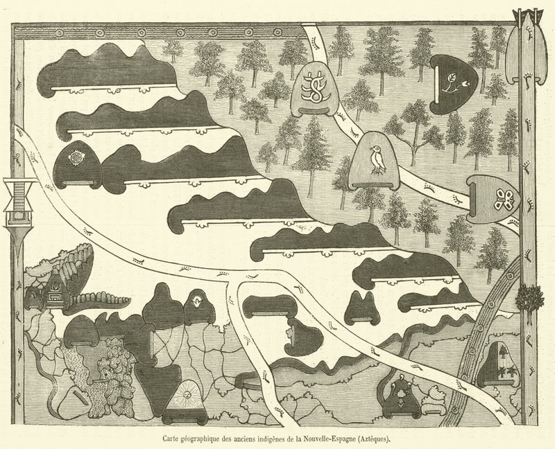 Geografisk kart over de gamle innfødte i New Spain, Aztecs (gravering) av French School
