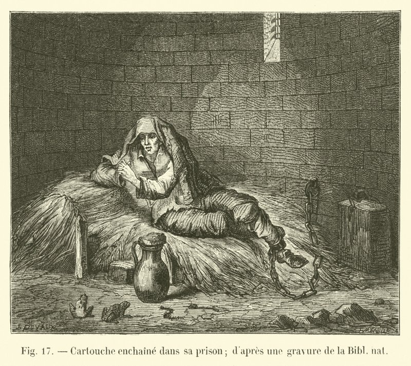 Patron lenket i fengselet hans; fra en gravering i Bibl nat av French School