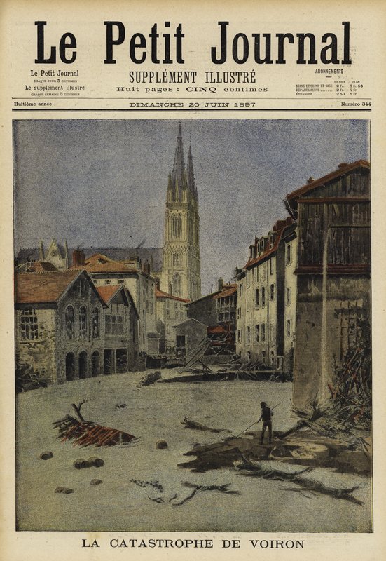 Katastrofal flom i Voiron, Frankrike, 1897 av French School