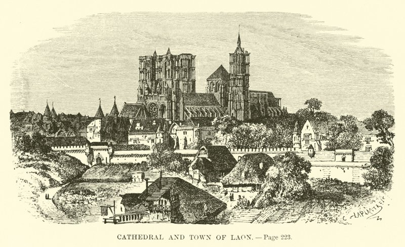 Katedralen og byen Laon av French School