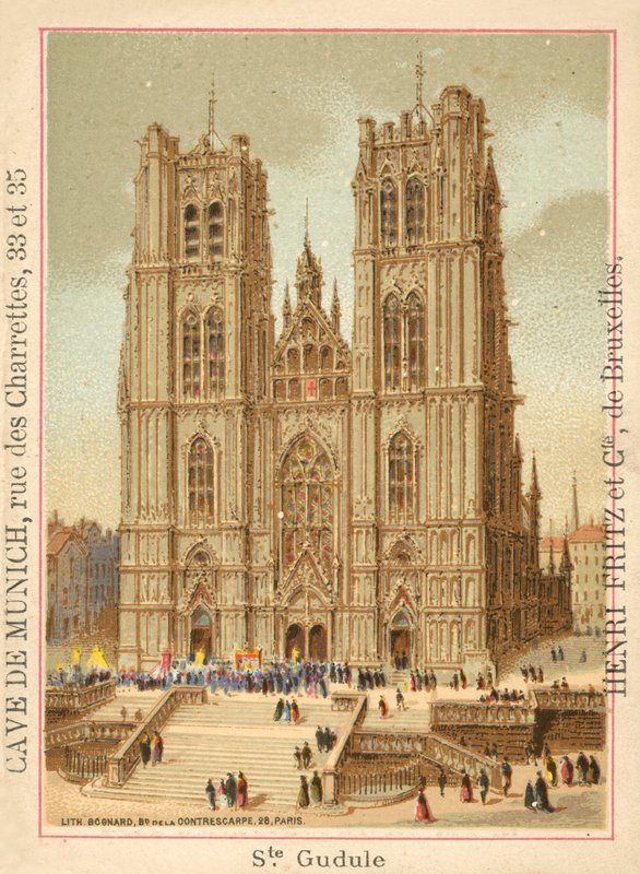 St. Michael og St. Gudula-katedralen, Brussel (chromolitho) av French School