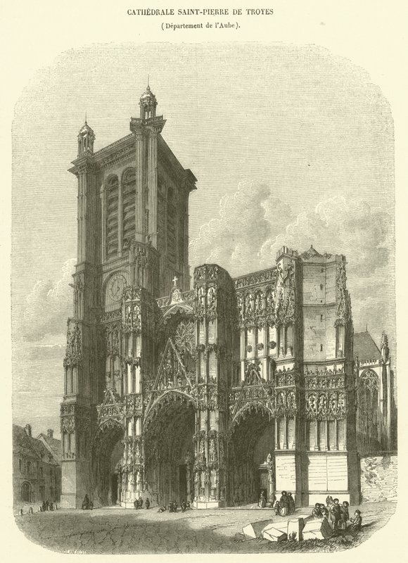 Saint-Pierre-katedralen i Troyes, Department of Aube (gravering) av French School