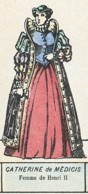Catherine de Medici, Femme de Henri II (farget gravering) av French School