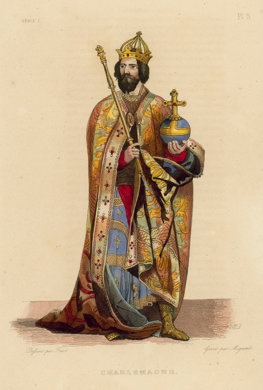 Charlemagne (farget gravering) av French School