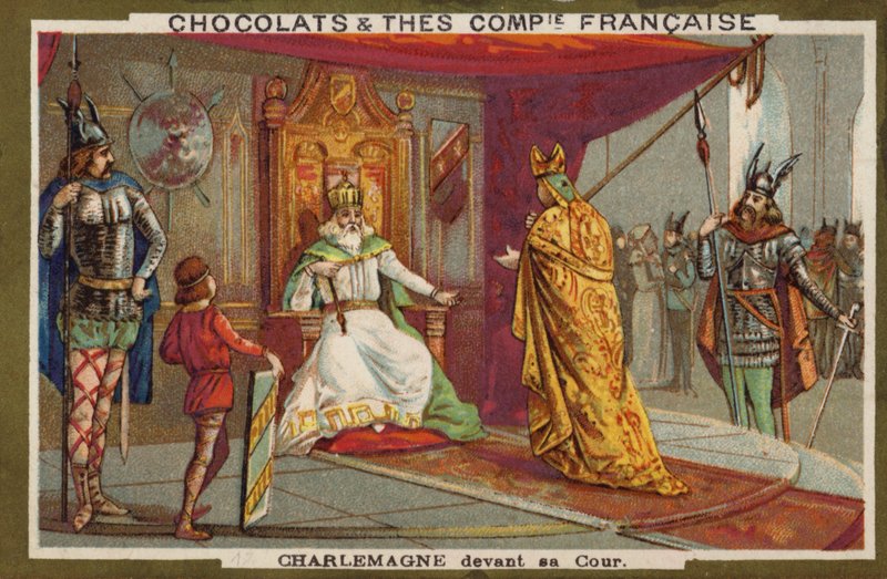 Karl den Store og hoffet hans (chromolitho) av French School