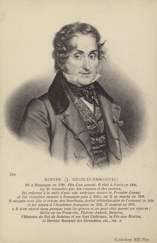 Charles Nodier (1780–1844), fransk romanforfatter og novelleforfatter (litografi) av French School