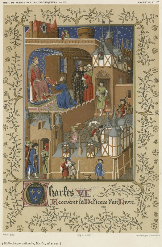 Charles VI mottar dedikasjonen av en bok av French School