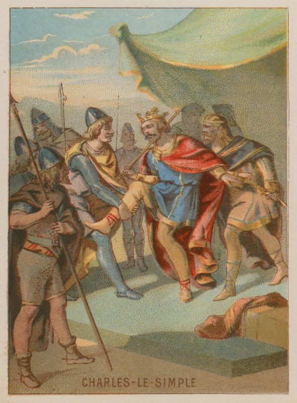 Charles the Simple beseirer Rollo av French School