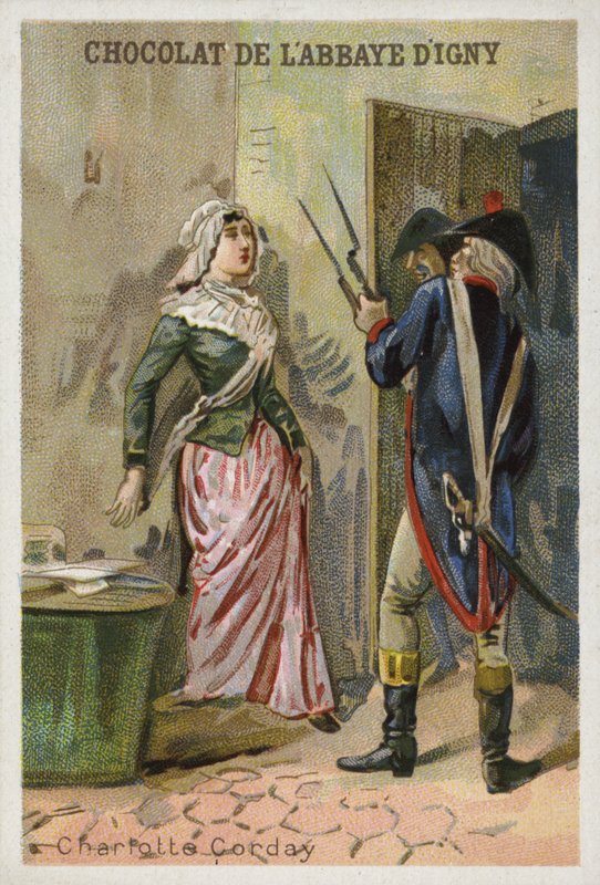 Charlotte Corday, leiemorder til den franske revolusjonære Jacobin-lederen Jean-Paul Marat av French School