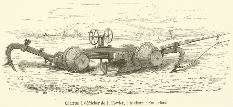 J Fowlers ryddeplog, kalt Sutherland-plog (gravering) av French School