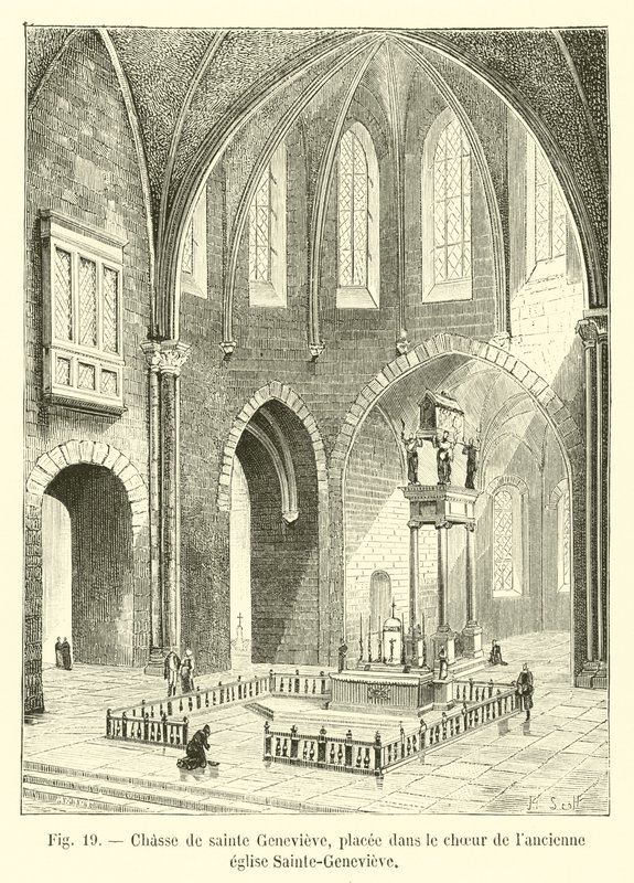 Chase of Saint Genevieve, plassert i koret til den gamle Sainte-Genevieve-kirken av French School