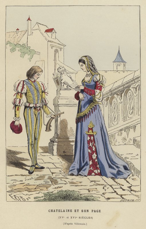 Chatelaine og siden hennes, 1400- eller 1500-tallet av French School