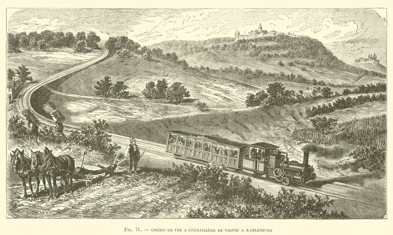 Rack Railway fra Wien til Kahlenberg (gravering) av French School