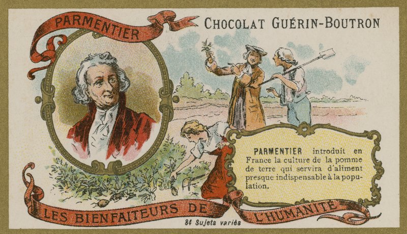 Sjokolade Guerin-Boutron handelskort, Antoine-Augustin Parmentier av French School