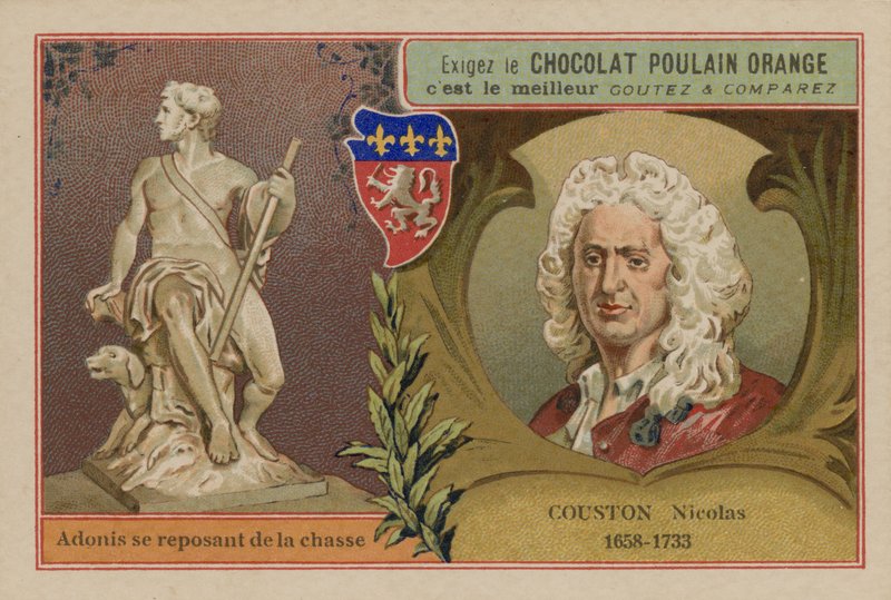 Sjokolade Poulain Orange handelskort av French School