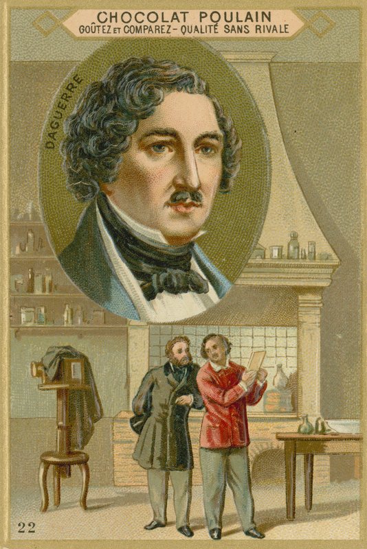 Chocolate Poulain handelskort, Louis Daguerre av French School