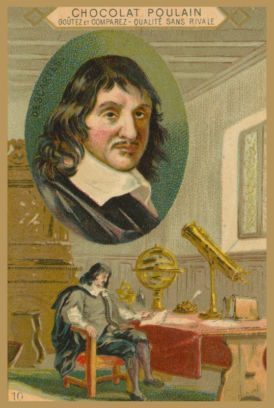 Chocolate Poulain handelskort, Rene Descartes av French School