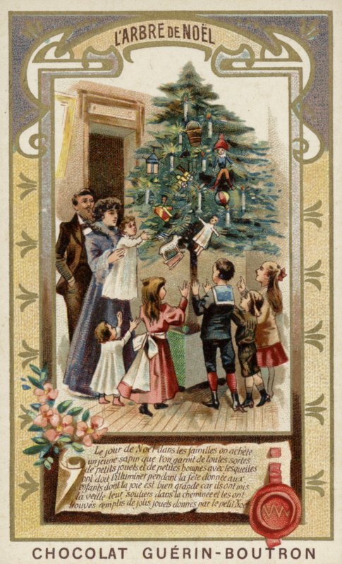 juletre (chromolitho) av French School
