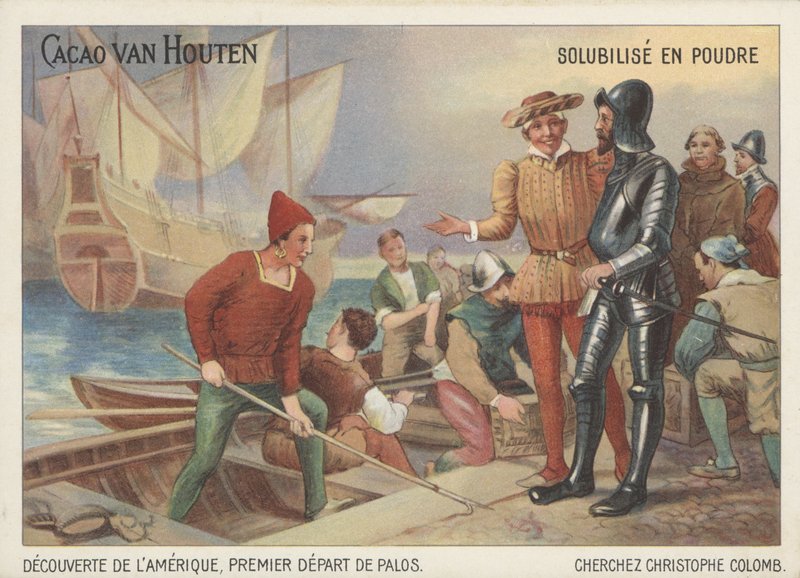 Christopher Columbus drar fra Palos på sin reise for å oppdage Amerika av French School