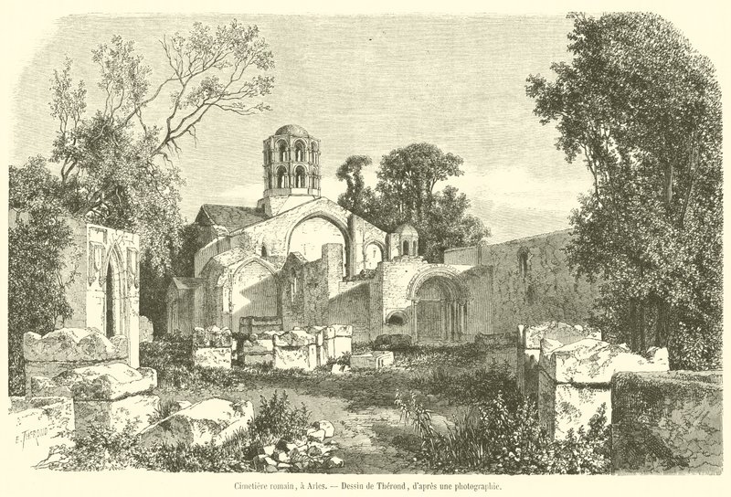 Cimetiere romain, en Arles (gravering) av French School