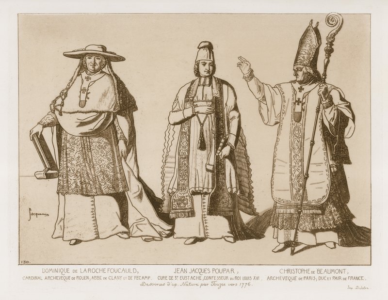 Geistlig kjole, tegninger etter kunstverk av Touzee, ca. 1776 av French School