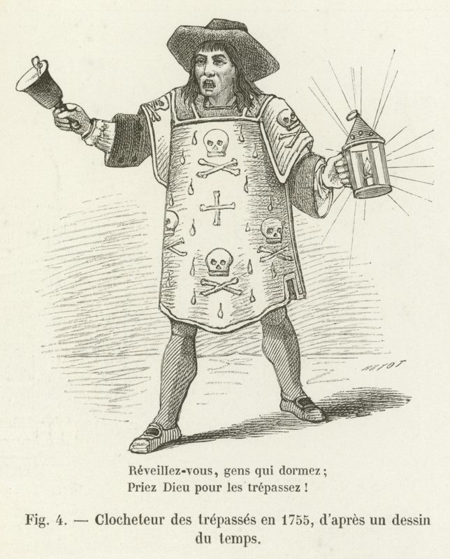 Klokkemaker av overtredelsene i 1755, etter en tegning fra tiden av French School