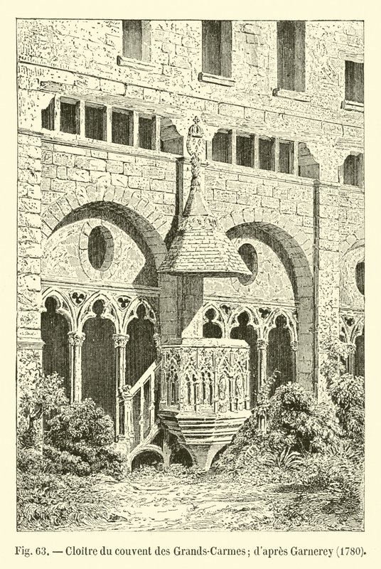 Cloister of the Convent of the Grands-Carmes; etter Garneray, 1780 av French School