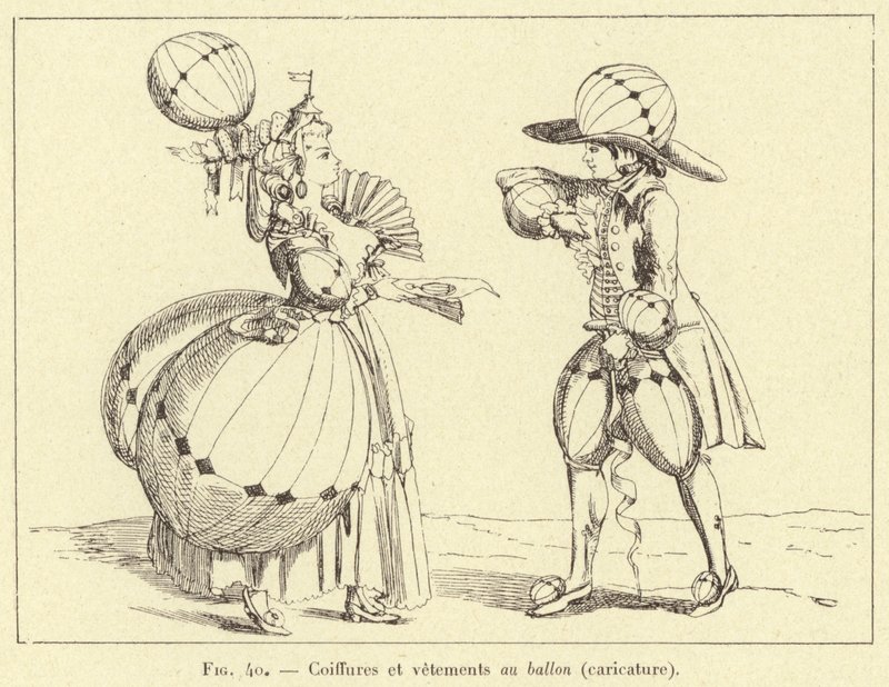 Ballongfrisyrer og klær (karikatur) (gravering) av French School