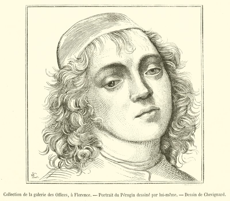 Samling av Uffizi-galleriet, Firenze, Portrait of Perugin (gravering) av French School