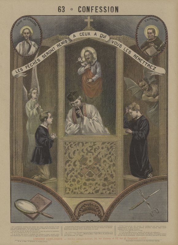 Bekjennelse (farge litho) av French School