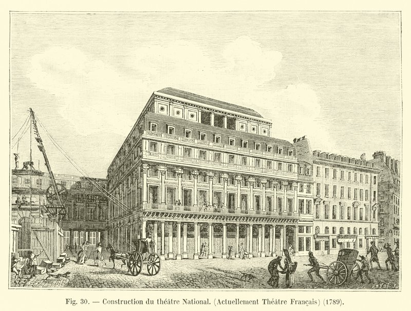 Bygging av National Theatre, for tiden Theatre Francais, 1789 av French School