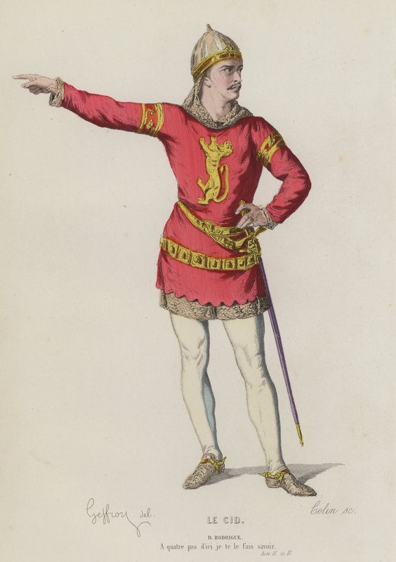 Corneille, Le Cid, Act II, Sc II (farget gravering) av French School