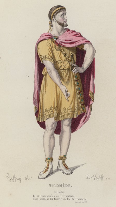 Corneille, Nicomede, Act II, Sc III (farget gravering) av French School