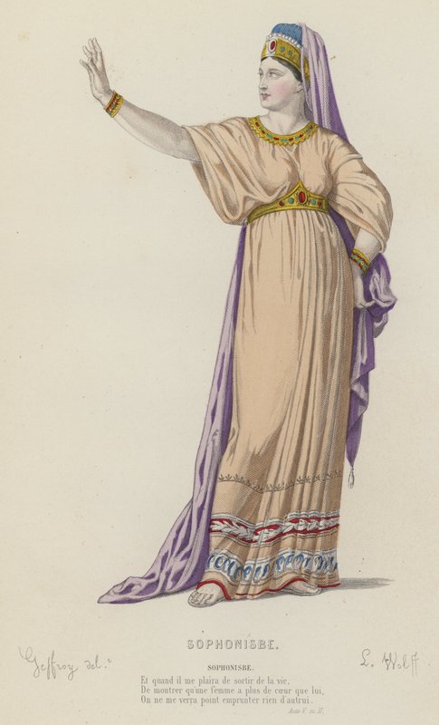 Corneille, Sophonisbe, Act V, Sc II (farget gravering) av French School