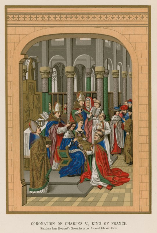 Kroning av Charles V, konge av Frankrike av French School