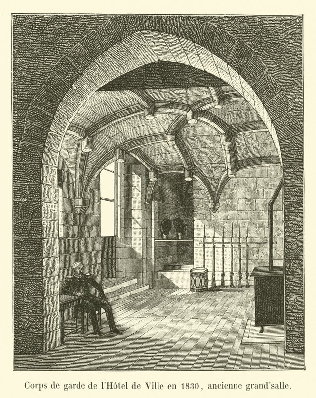Rådhusets vakthus i 1830, tidligere storstue av French School