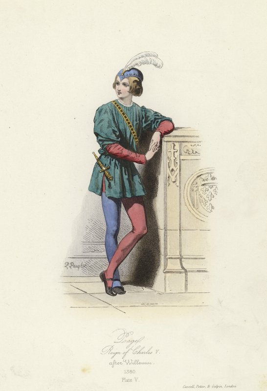 Kostyme av en side, regjering av Charles V av Frankrike av French School