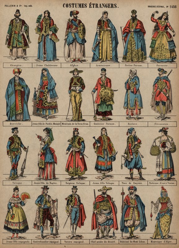 Costumes of the World (farget gravering) av French School