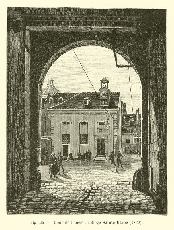 Gårdsplassen til det tidligere Sainte-Barbe college, 1830 av French School