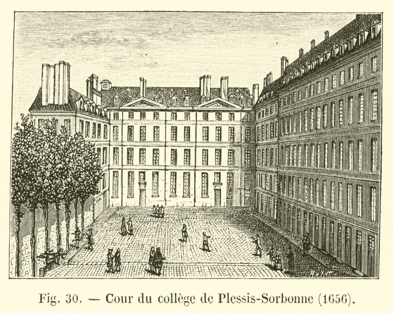 Gårdsplassen til college of Plessis-Sorbonne, 1656 av French School