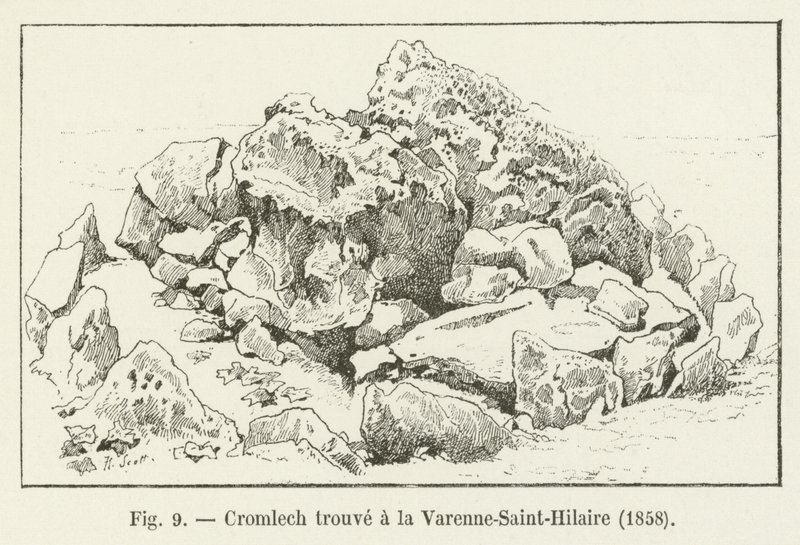 Cromlech funnet i Varenne-Saint-Hilaire, 1858 av French School