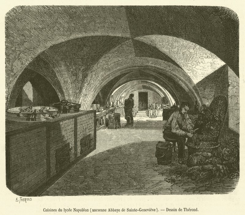 Kjøkken fra Lycee Napoleon, tidligere kloster i Sainte-Genevieve (gravering) av French School