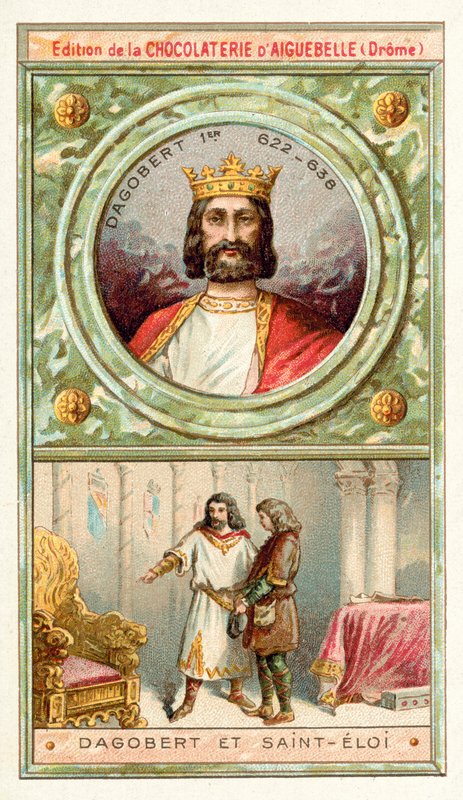 Dagobert I og St. Eloi, 7. århundre (kromolitt) av French School