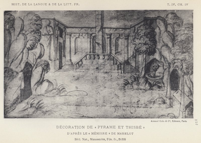 Dekorasjon av Pyramus og Thisbe (litho) av French School