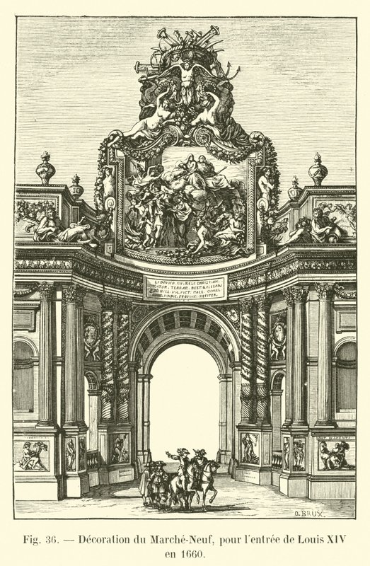 Dekorasjon av Marche-Neuf, for inntreden av Louis XIV i 1660 av French School