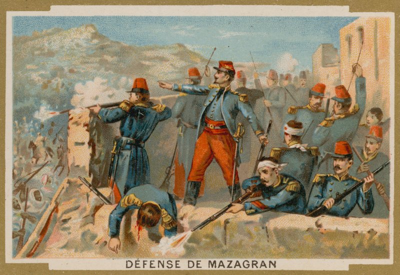 Forsvar av Mazagran av franskmennene, Algerie, 1840 av French School