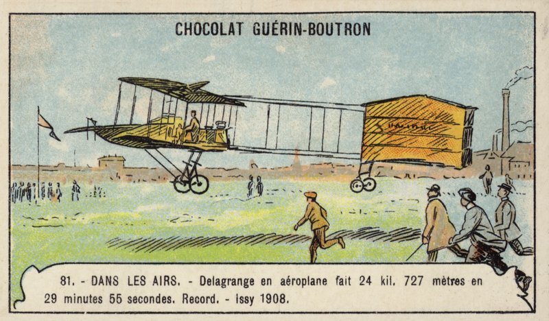 Delagrange gjør en rekordstor flyreise på over 24 kilometer på 29 minutter og 55 sekunder, Issy, Frankrike av French School