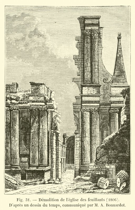 Demolition of the Church of the Feuillants, 1806, I følge en tegning fra tiden, formidlet av MA Bonnardot av French School