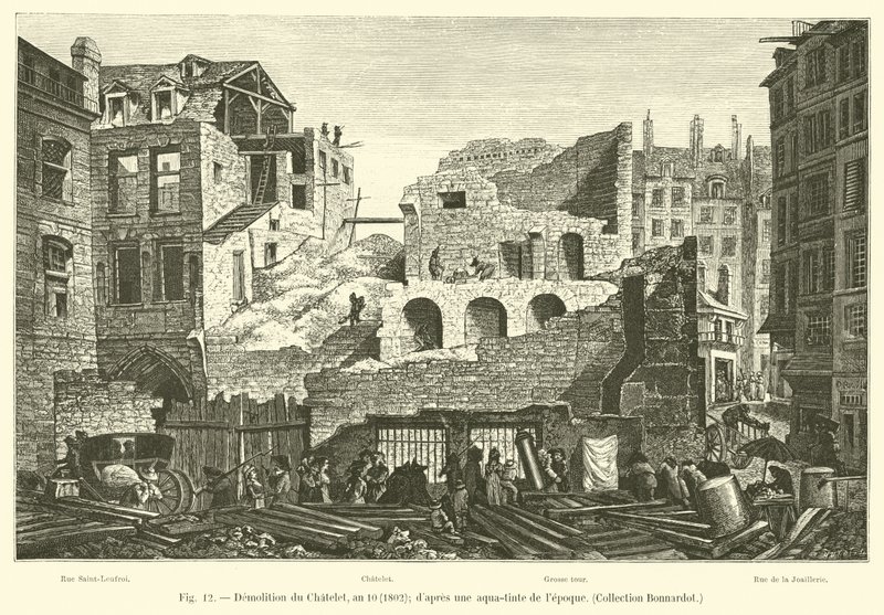 Riving av Chatelet, år 10, 1802; etter en akvatint av lepoque, Bonnardot Collection av French School